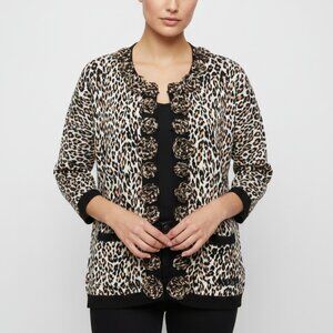 ISA Cardigan Sweater Leopard Brown Coquette Indie Grunge Rosettes PL